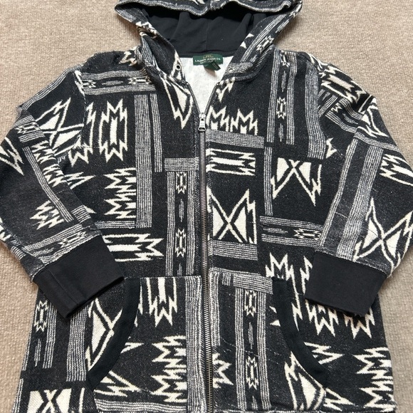Ralph Lauren Tops - Ralph Lauren Black and Cream Zip-Up Hoodie